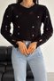 Women's Black Standard Size Ankle Tie Embroidery Knitwear Sweater (Size S and M Compatible) - 3