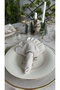 Royal 6 Pieces Ruffled Gold Glitter Ecru Napkin Special Design Napkin - 7