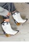 DORİ WHITE LEATHER SNAKE LEATHER DETAIL DALLAS WESTERN BOOTS - 3