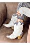 DORİ WHITE LEATHER SNAKE LEATHER DETAIL DALLAS WESTERN BOOTS - 5