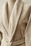 Carli 100% Cotton 4 Piece Bathrobe/Head Towel Family Bathroom Set White-Beige - 3