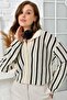 Women's Shirt Collar Long Sleeve Striped Cardigan - 5