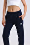 women's navy blue side pocket sweatpants with elastic waist and hem - 4