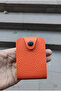 Unisex 10 Compartment New Small Format Accordion Design Orange Leather Credit Card Holder Wallet - 3