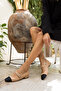 RORY WOMEN BEIGE BLACK GARNISH SHOES