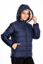 Girl's Thick Water Repellent Navy Blue Coat with Fleece Underwear - 3