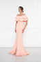 Flexible Scuba Fabric Madonna Neck Slit Maxi Length Fish Model Plus Size Powder Evening Dress 164 - 6