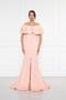 Flexible Scuba Fabric Madonna Neck Slit Maxi Length Fish Model Plus Size Powder Evening Dress 164