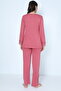 Plum Velvet Maternity and Maternity Pajamas Set with Dressing Gown - 6