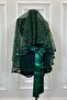 Emerald Green Authentic Vip Bridal Veil Set, Complete Sequins Beads Pearls Shimmer Henna Veil Set 6 Pieces