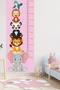 Cute Safari Animals Height Measurement Ruler Height Gauge Sticker Pink - 2