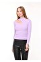 Women's Lilac Cut Out Detailed Ribbed Long Sleeve Blouse - 4