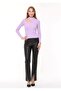 Women's Lilac Cut Out Detailed Ribbed Long Sleeve Blouse - 6
