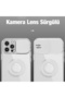 iPhone 13 Pro 6.1Inch Case Silicone Case with Sliding Camera Lens Protection Ring Stand White - 3