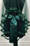Emerald Green Elegant Bridal Veil Set, Henna Veil Set with Water Stones 6 Pieces - 4