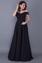 Lycra Fabric Thin Strap V-Neck Wide Flared Cut Long 147 cm Maxi Size Black Evening Dress 342 - 5