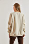 Women's Cream La Printed Three Thread Ribbed Sweatshirt 40981006 - 5