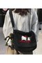 Kitty Printed Black Unisex Messenger Bag
