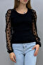 Women's Blouse Sleeves Tulle-Polka Dot Black - 3