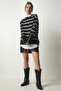 Woman's Black Striped Knit Sweater NF00073 - 4