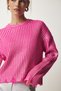 Woman's Pink Shiny Knitwear Sweater with Ripped Detail PF00021 - 4