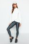 Cream White Cotton Blend Zipper Detailed Stand Collar Knitted Sports Sweatshirt Twoaw22Sw0187 - 2