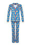 Blue 100% Cotton Christmas Themed Knitted Pajamas Set Thmaw22Pt1204 - 7