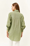 Women's Mold Green Oversize Woven Shirt with Button Detail on the Sides GML-19001004 - 5