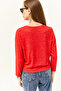 Women's Pomegranate Flower Crew Neck Bat Soft Textured Blouse BLZ-19002385 - 5