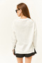 Women's Ecru Thick Sweatshirt with Side Zipper Detail and Fleece Inside SWT-19000624 - 5