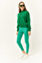 Women's Grass Green Thick Ribbed Raised Tights TYT-19000077 - 5
