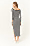 Women's Striped Black Open Collar Long Sleeve Blouse Slit Skirt Suit TKM-19000224 - 6
