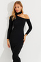Women's Black One Shoulder Open Midi Dress EY2562 - 5