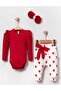 Watermelon Sleeve Heart Patterned Big Bow 3-Piece Baby Girl Set - 2
