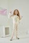 Girl's Long Sleeve Cream Pajamas Set C8T5N6O6 - 2