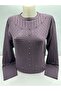 EMBOSSED PATTERNED STONE DETAILED REGULAR SIZE KNITWEAR WOMEN'S MOTHER SWEATER