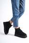 Hugu Lace-Up Thick Sole Women's Boots with Fur Inside Black - 2