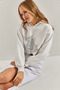 Women's White Text Printed Crop Sweatshirt 40951040 - 3