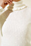 5016 Turtleneck Knitwear with Frilled Neck and Sleeves Bady Ecru - 3
