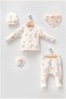 Unisex Baby Natural Mandarin Printed Natural 5-Piece Hospital Discharge Bodysuit Set