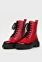 WOMEN'S RED GENUINE LEATHER NUMBER 35-41 LACE-UP BOOTS & BOOTIES - 2