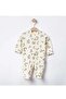 salmon flower patterned pointed single size 3-piece girl baby jumpsuit - 3