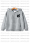 NY Printed Unisex Hooded Gray Kids Sweatshirt Hoodie