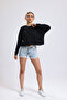 women's black crew-neck oversize sweatshirt