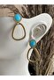 Vintage blue bead detail stainless steel nail earrings - 3