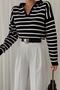 Icepale Striped Polo Neck Knit Sweater - 2