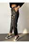 Drawstring Waist Knee-Stitch Detail Leather Pants - 2
