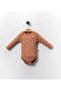 Coffee Foam Butterfly Patterned Istanbul Single Size Sleeve 3-Piece Baby Badi Bodysuit - 3