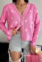 Women's Pink Button Detailed Design Princess Cardigan - 4