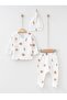 Unisex Waffle Balloon Natural Organic Leaf Patterned 3-Piece Baby Hospital Discharge Bodysuit Set